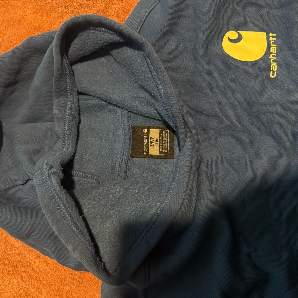 Carhartt Blue Hoodie with white Logo - Picture 7 of 9